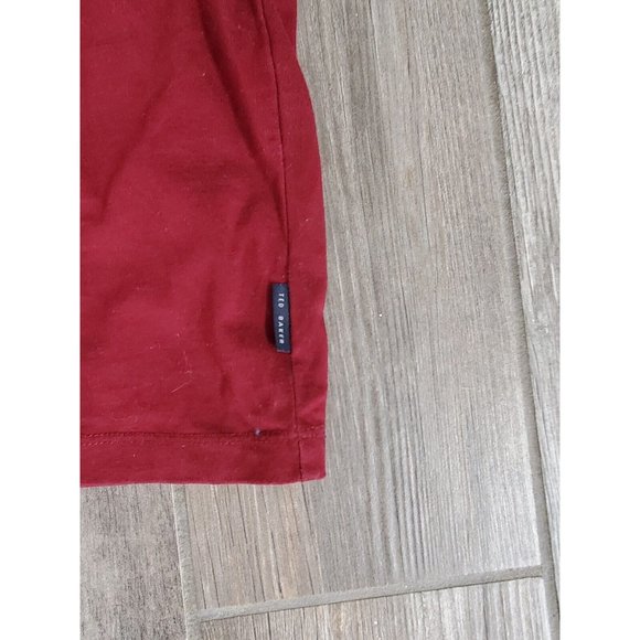TED BAKER LONDON polo, burgundy with geo pattern collar and pocket accent, 5/XL - Picture 8 of 10